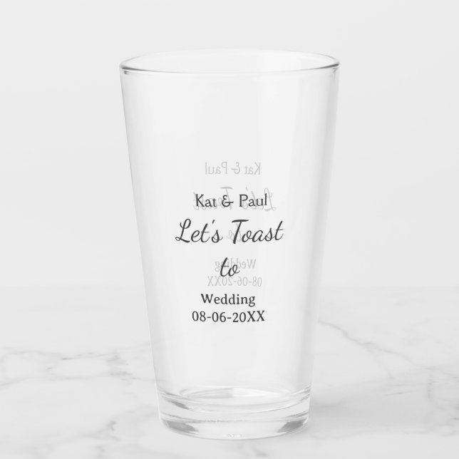 Verre Trinquons au mariage nom date couple simple (Devant)