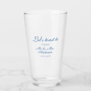 Verre trinquons aux futurs mr & mrs couple mariage bleu