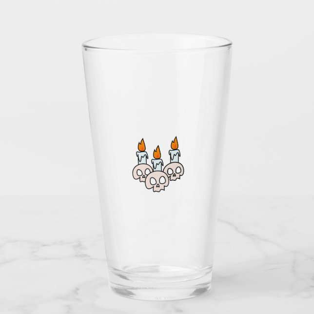 Verre Trois crânes avec des bougies allumées (Devant)