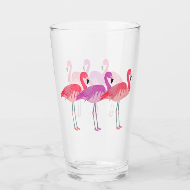 Verre Trois Flamants roses colorés (Devant)