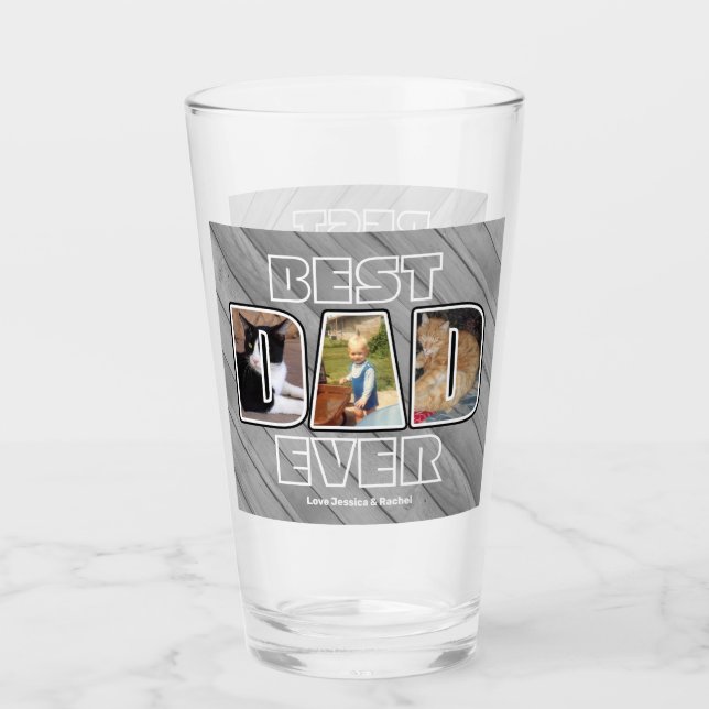Verre Trois photos Meilleur père jamais Nom personnalisé (Devant)