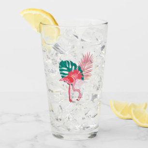 Verre Tropical Cute drôle d'aquarelle flamingo motif Gl