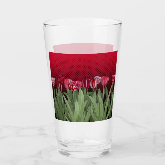 Verre Tulipes rouges sur dégradé (Devant)
