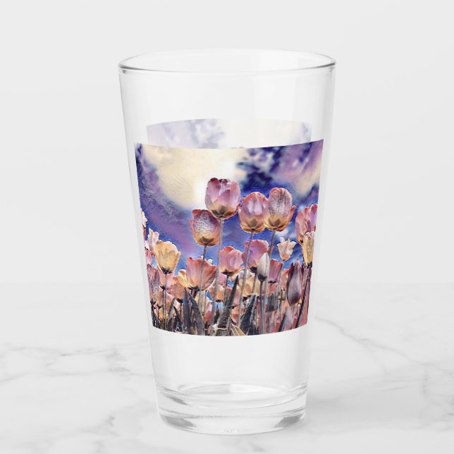 Verre Tulipes violettes, roses et oranges (Devant)