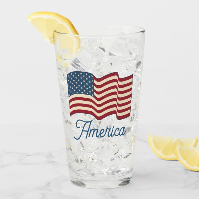 Verre Tumbler Drapeau Américain Patriotique (Devant glace)