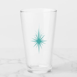 Verre Turquoise Atomique Starburst Retro Moyen-siècle