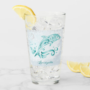 Verre turquoise Dolphin personnalisé