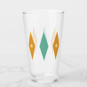 Verre Turquoise Orange Crème Étoiles & Diamants Midcentu