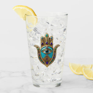 Verre Turquoise Troisième Oeil Hamsa