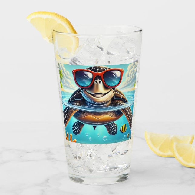 Verre Turtle High Dive Artwork Perfect for Turtle Lovers (Devant glace)