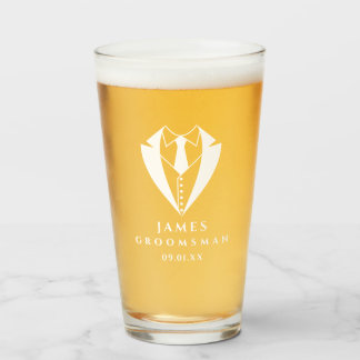 Verre Tuxedo Groomsman Personnalisé Beer Tumbler