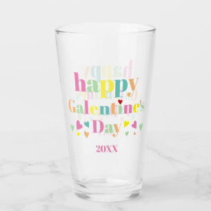 Verre Typographie colorée Joyeuse Galentines Day