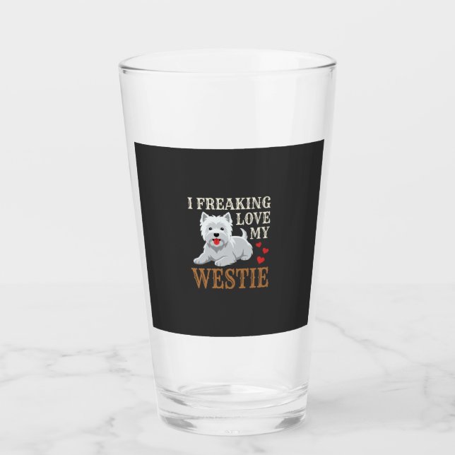 Verre Typographie de l'amour du chien Westie (Devant)