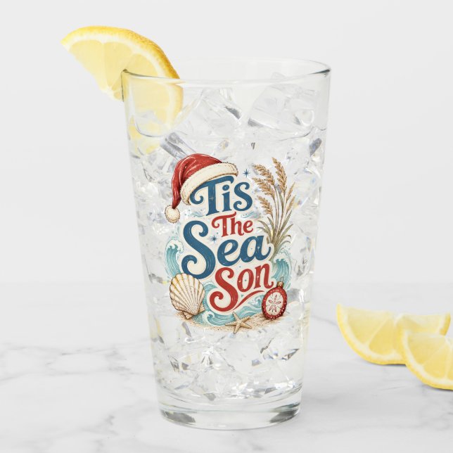 Verre Typographie de Noël Côtière C'est la Saison de la  (Devant glace)