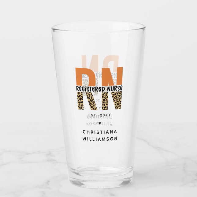 Verre Typographie du léopard de l'infirmière autorisée (Devant)