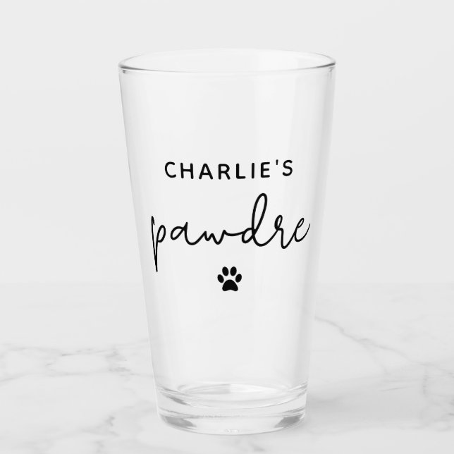 Verre Typographie Pawdre personnalisée Chien papa Nouvea (Devant)