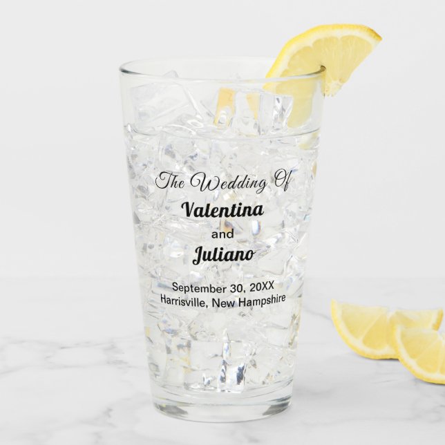 Verre Typography Style Wedding Glass Cup (Dos glace)