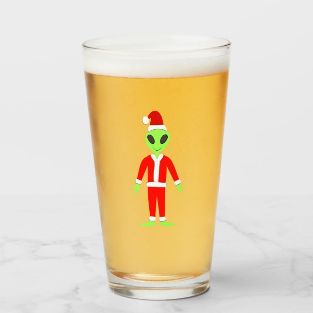 Verre UFO Ho Ho Père alien de Noël (Devant (rempli))
