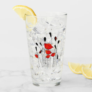 Verre Un groupe de pavots rouges
