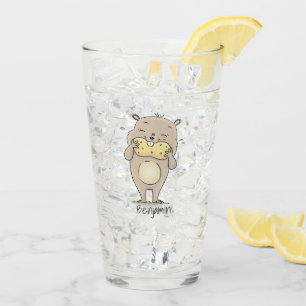 Verre Un joli hamster souriant avec un dessin animé d'ar