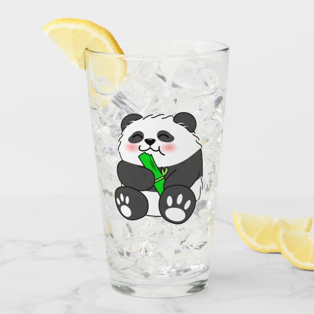 Verre Un Panda Bébé Mignonne Mangeant Stalk Bambou (Devant glace)