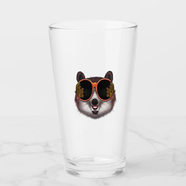 Verre Un Tanuki Cool Aux Lunettes De Soleil Ornées (Devant)