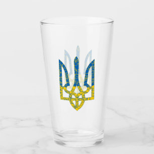 Verre Un trident ukrainien texturé drapeau d'Ukraine cou