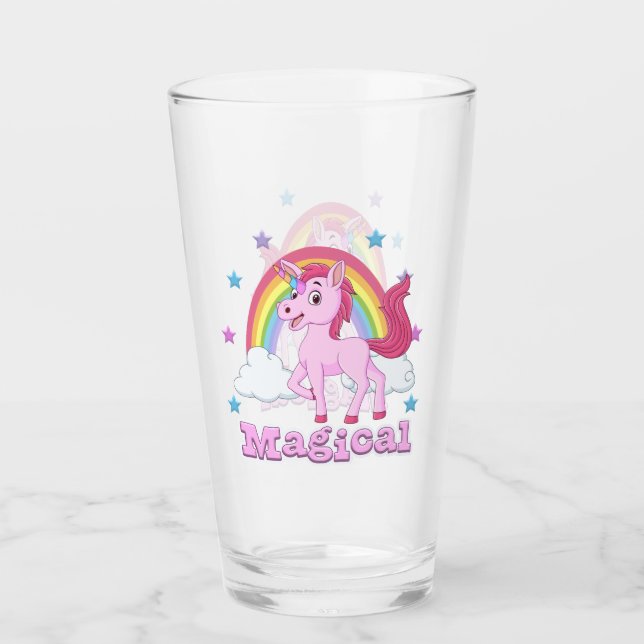 Verre Unicorne rose magique Arc-en-ciel (Devant)