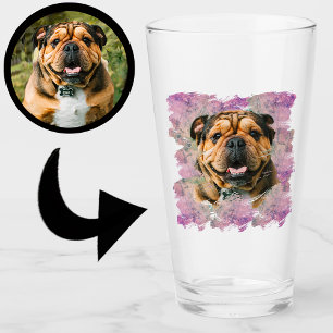 Verre Unique Grunge Pink Lilac Bulldog Amoureux des chie