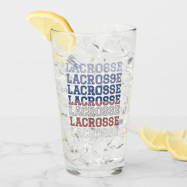 Verre USA Repeating Text - Lacrosse USA American Flag (Devant glace)