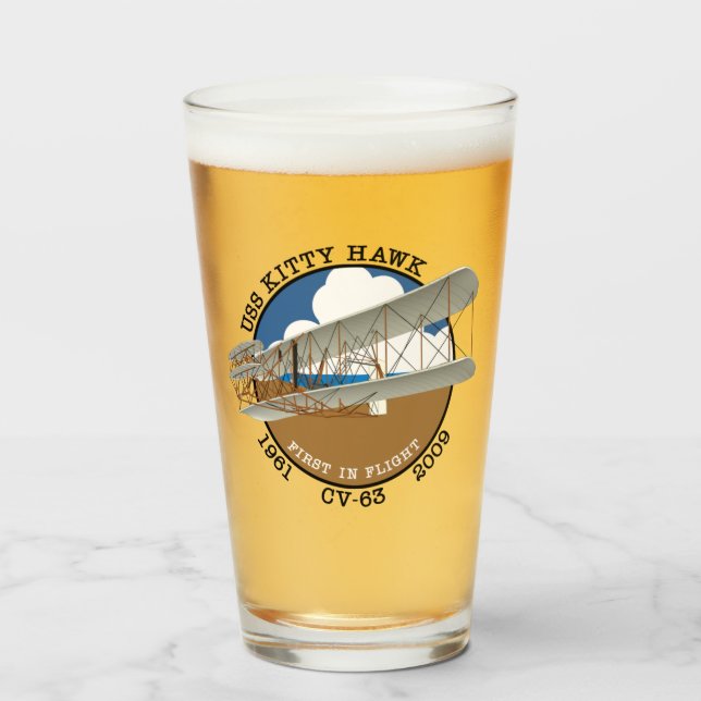 VERRE USS KITTY HAWK CV-63 1961-2009 TUMBLER (Devant (rempli))