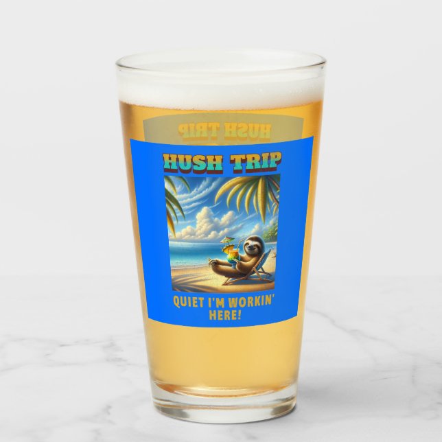 Verre Vacances Hush Voyage, Calme Je travaille ici! (Devant (rempli))