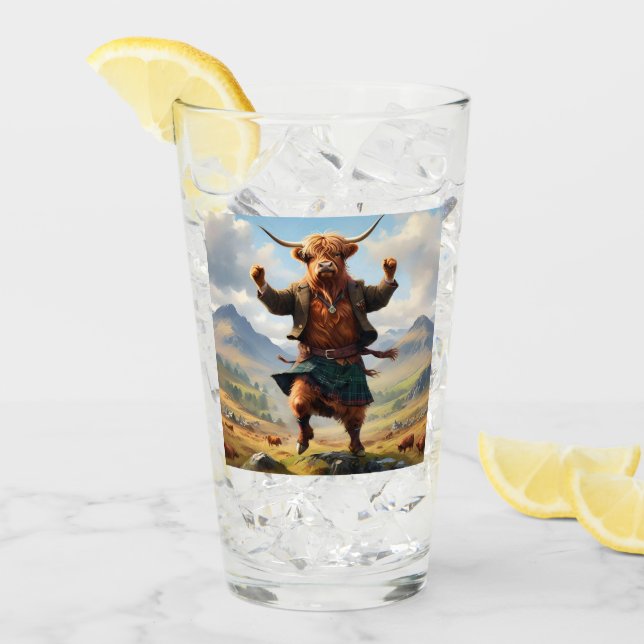 Verre Vache des Highlands dansant le Highland Fling, (Devant glace)