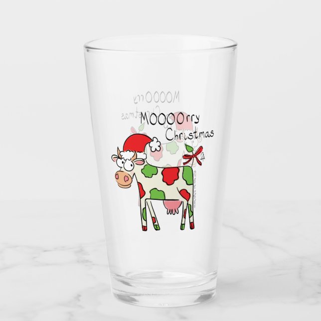 Verre Vache Drôle Caricature Noël (Devant)