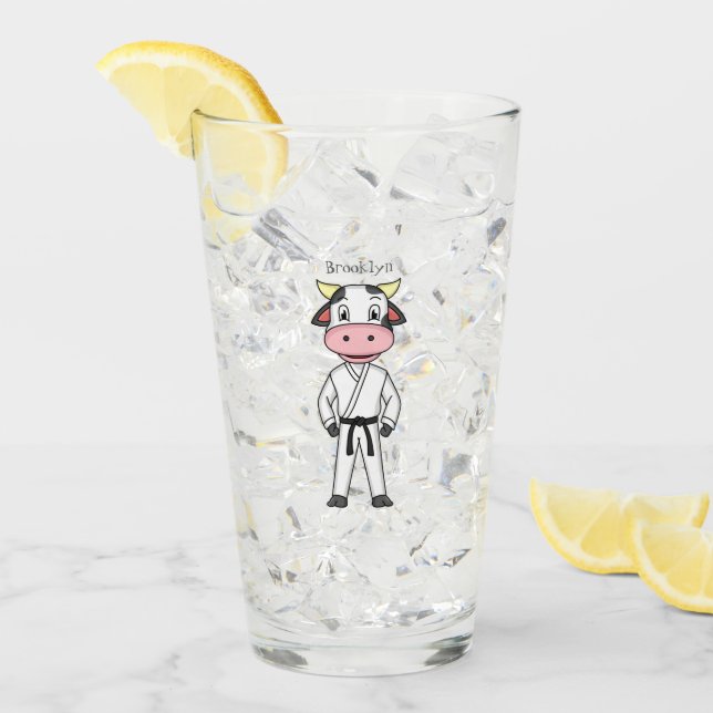 Verre Vache mignonne en combinaison kung fu (Devant glace)