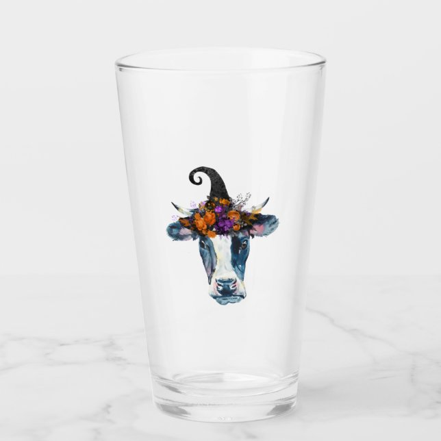 Verre Vache noire blanche sorcière d'Halloween (Devant)