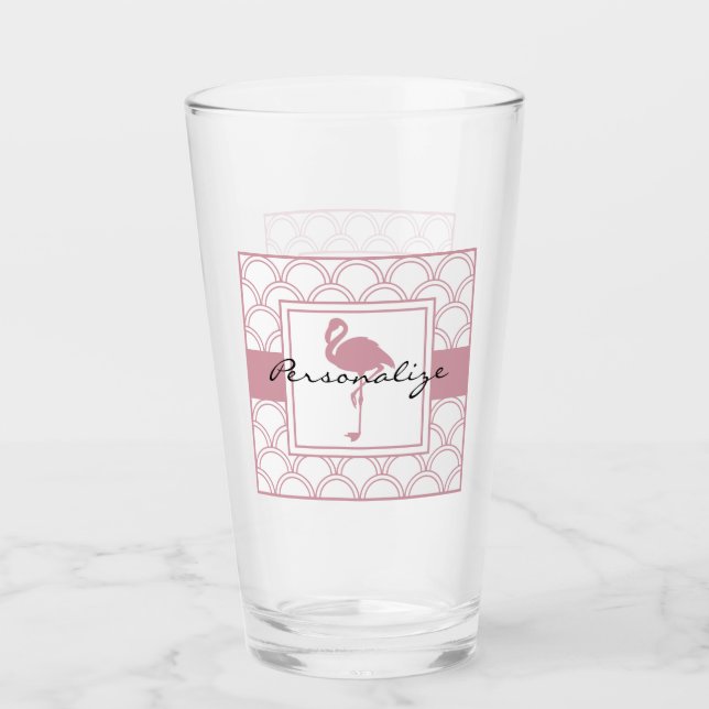 Verre Vague Art Déco Flamant Rose (Devant)