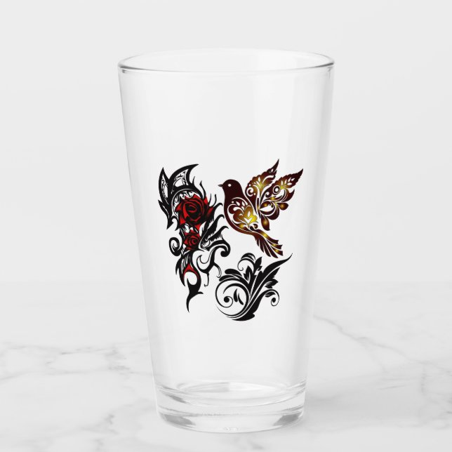 Verre Vaisselle Rose & Bird (Devant)
