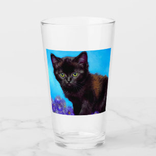 Verre Van Gogh Chat et fleurs