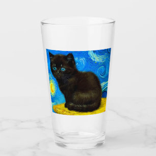 Verre Van Gogh Style Starry Night Cat