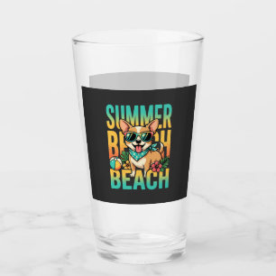 Verre Vecteur de vacances de chien de plage d'été