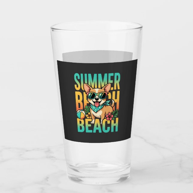 Verre Vecteur de vacances de chien de plage d'été (Devant)