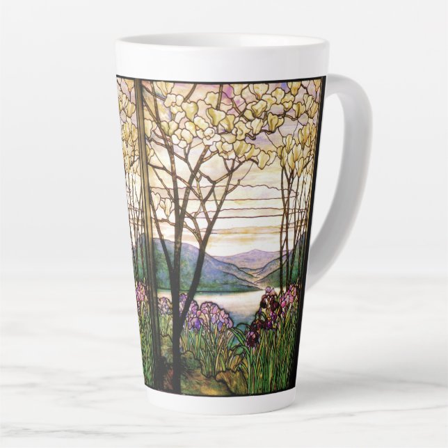 Verre verni Art Nouveau Fleurs d'Iris Mug latte (Angle droit)