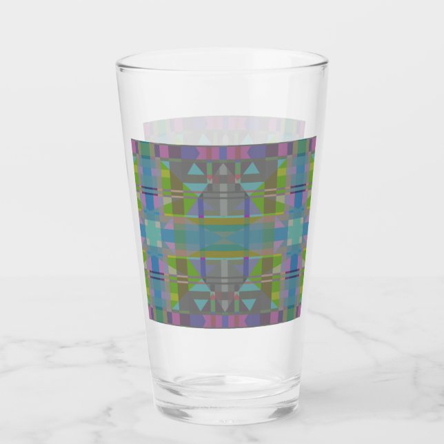 Verre Vert bleu violet géométrique (Devant)
