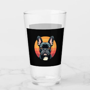 Verre Vêtements de tenue rétro drôle de bouledogue franç