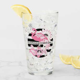 Verre Vibes de Flamant Rose uniquement rayures noires et