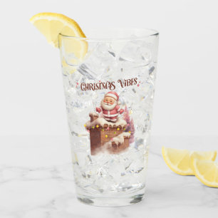Verre Vibes de Noël rose Père Noël