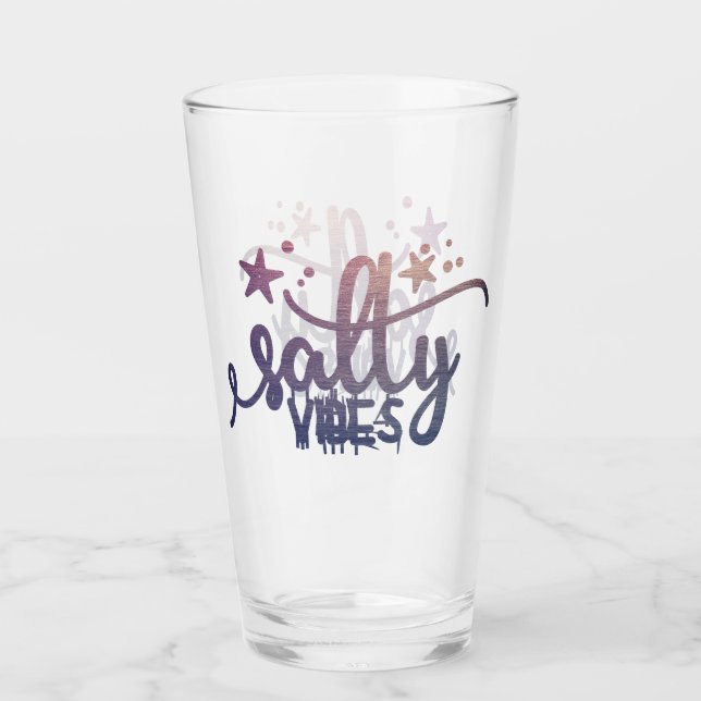 Verre Vibes de sel Pearlescent Ocean Beach Pint Glass (Devant)