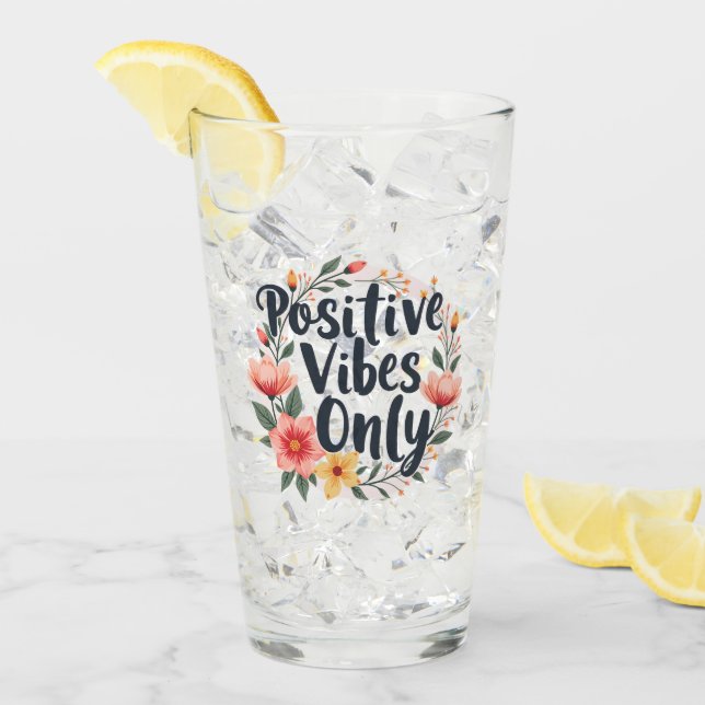 Verre Vibes Positives Uniquement Conception De Wreath Fl (Devant glace)
