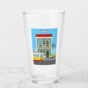 Verre Vieille maison de Lisbonne avec chats et tramway j